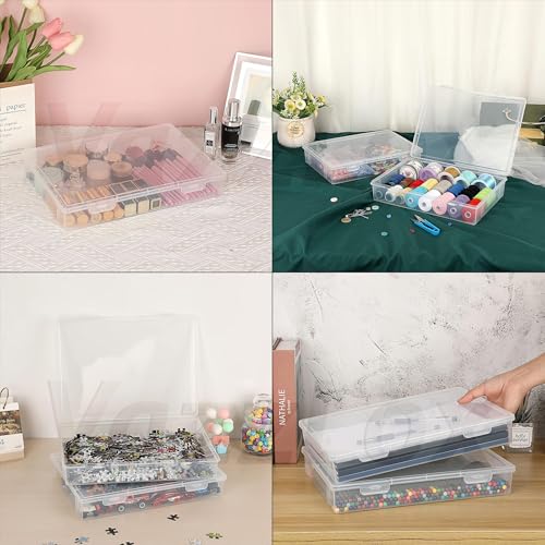 Image of VazzLox A4 Clear File Storage Box (Pack of 2) Premium Plastic Box for Storage Lockable Document Storage Box A4 Paper Storage Boxes Organiser with Lid for Papers File Folders Certificates & Stationery
