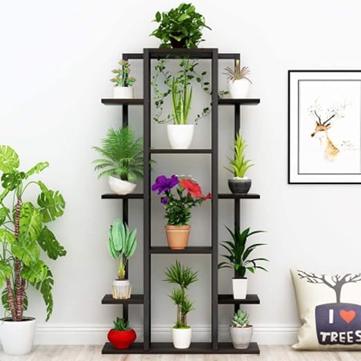 MetalTouch Multi-Tiered Metal Flower Pot Stand - Indoor 6 Layer Tier Iron Plant Pot Display Tiered Shelf Rack Plant Pot Holder Tall Plant Flower Shelf For Living Room Balcony Court Garden (Black Big) (B0BQ3S2W4D) Amazon Price History, Amazon Price Tracker