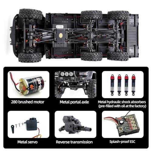 Image of FairRC 1 /18 RC Crawler CR18P Arktos 6x6 RC Crawler, High Performance RC Rock Crawler with Flatbed & Portal Axles, Hobby Grade RC Truck Crawler, Remote Control RC Car for Adult RTR (Black)