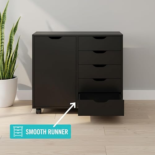 Miniatura 212 de Naomi Home Cómoda de 5 cajones para dormitorio, alta y elegante, con ruedas y estantes de almacenamiento, pequeña para guardarropa, para maquillaje,