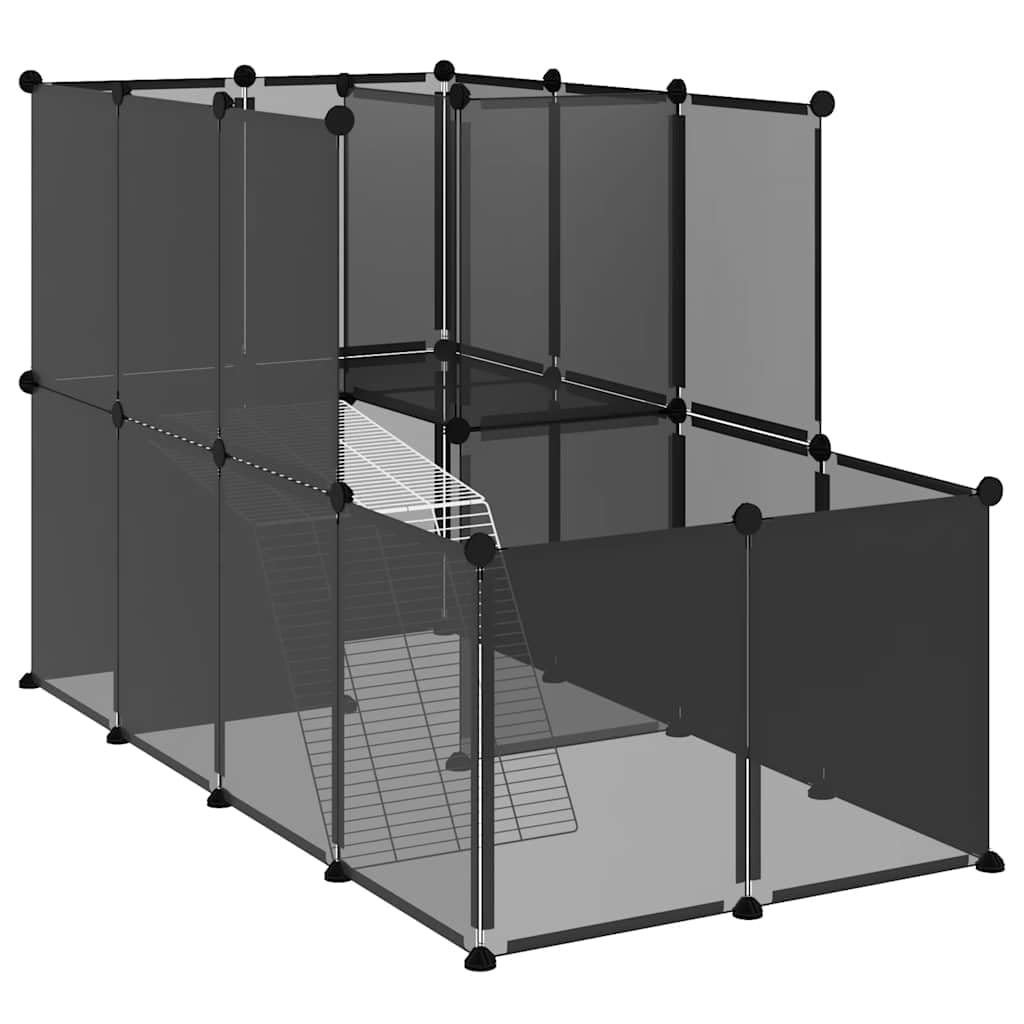 Generisch Kleintierkäfig Schwarz 142x74x93 cm PP und Stahl,Tier- & Haustierbedarf,Haustierbedarf,Kleintierzubehör,Lebensräume & Gehege für Kleintiere-340573