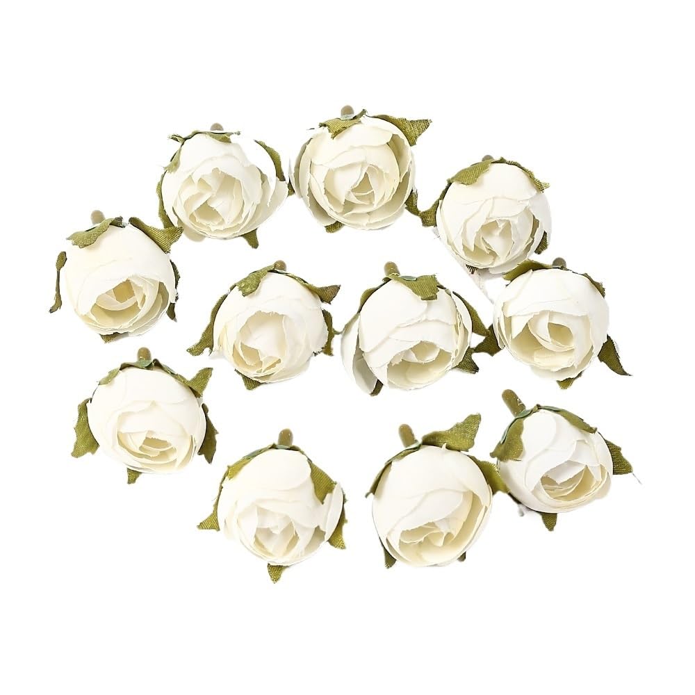Casetlong 20PCs Artificial Flowers Head Silk Fake Wedding Marriage Decoration DIY Wreath Bouquet Accessories(WHITE)