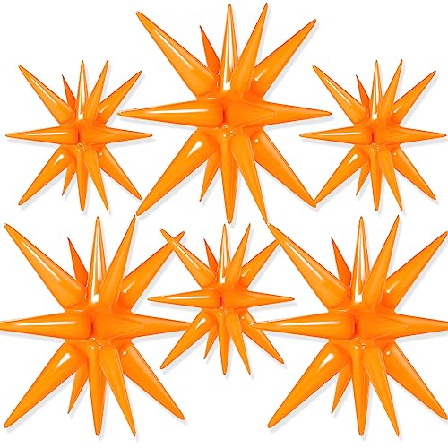 Image of PartyWoo Light Orange Star Foil Balloons 6pcs Different Sizes Pack of 27 22 Inch Explosion Spike Mylar Balloons for Graduation Wedding Anniversary Bachelorette Engagement Birthday Party Decorations