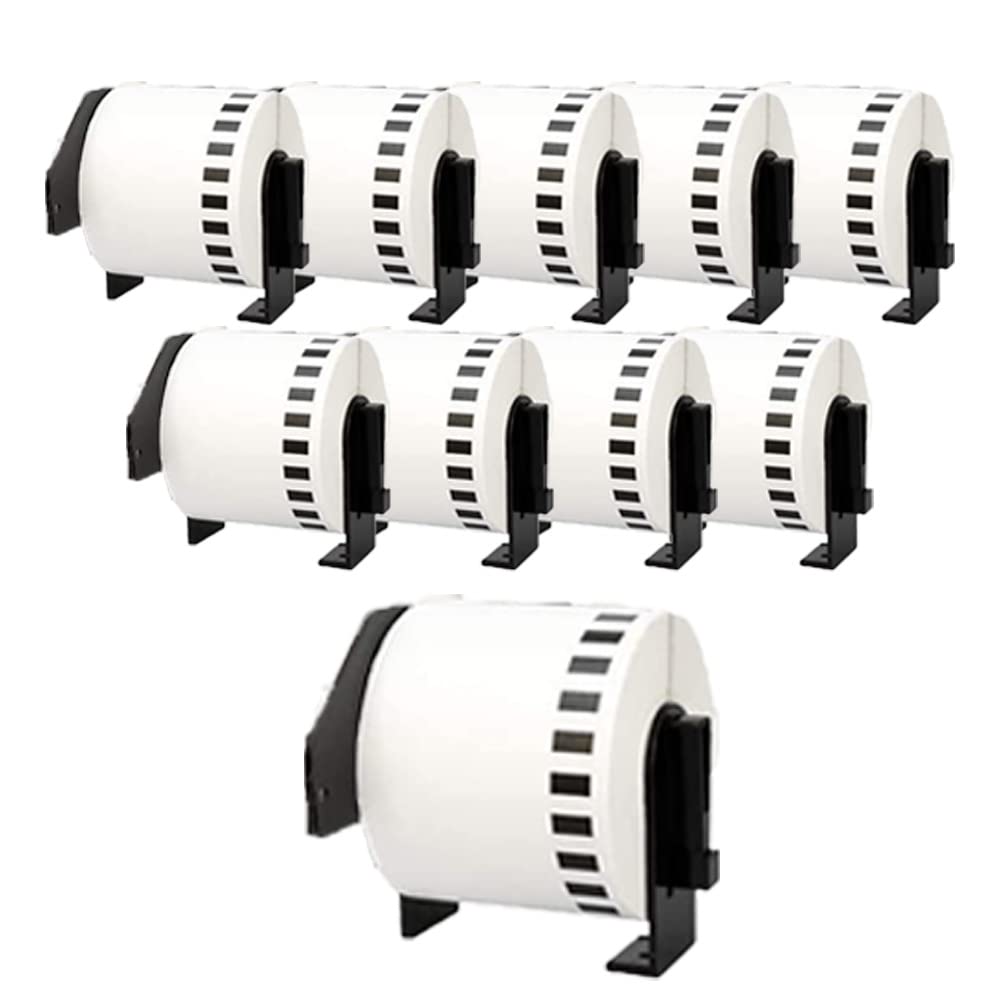 Molabel Pack of 10 Rolls DK-22205 DK22205 Address Label,62 mm x 30.48 m, Black on White, Compatible with Brother QL-500 QL-500A QL-500BS QL-500BW QL-710W QL-720NW QL-750 QL-800 QL-820NWB
