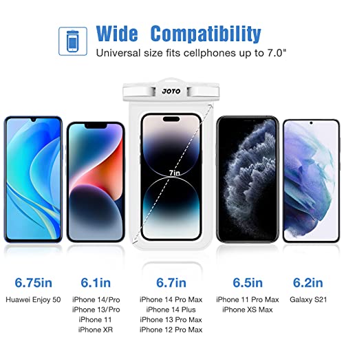 Joto Universal Waterproof Phone Pouch Cellphone Dry Bag Case For Iphone 14 13 12 11 Pro Max Mini Xs Xr X 8 7 6S Plus Se, Galaxy S21 S20 S10 Plus Note 10+ 9, Pixel 4 Xl Up To 7"-White #TOP3