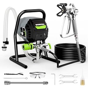 WORKPRO 700 W Airless Farbsprühsystem, Airless Farbsprühgerät mit 3 Verstellbaren Druckstufen, Ideal für Innen- und Außenräume, Fördermenge 1,2 l/min, Max. Druck 200 Bar