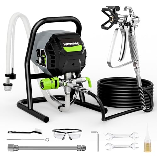 WORKPRO Pulverizador de Pintura Airless Eléctrico 700W, Máquina de Pintar con 3 Niveles de Presión Ajustables, Caudal 1,2 L/min, Máx. 200 Bar, para Uso Doméstico, Jardín e Industrial WORKPRO Pulverizador de Pintura Airless Eléctrico 700W, Máquina de Pintar con 3 Niveles de Presión Ajustables, Caudal 1,2 L/min, Máx. 200 Bar, para Uso Doméstico, Jardín e Industrial