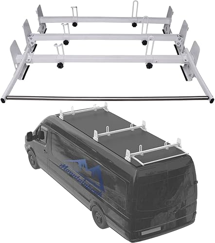Mountainpeak Escalera ajustable para techo de furgoneta con rodillo de carga para Chevy Express, Ford, E-Series GMC Savana, furgonetas de tamaño