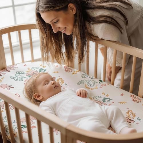 Image of Gllquen Baby Bassinet Sheets 4 Pack, Breathable Cozy Fitted Mattress Sheet | 32 inchx16 inch Soft Baby Sheets for Boys Girls, Compatible with Halo, Snoo, Uppababy, Universal fitted,Baby Gift,