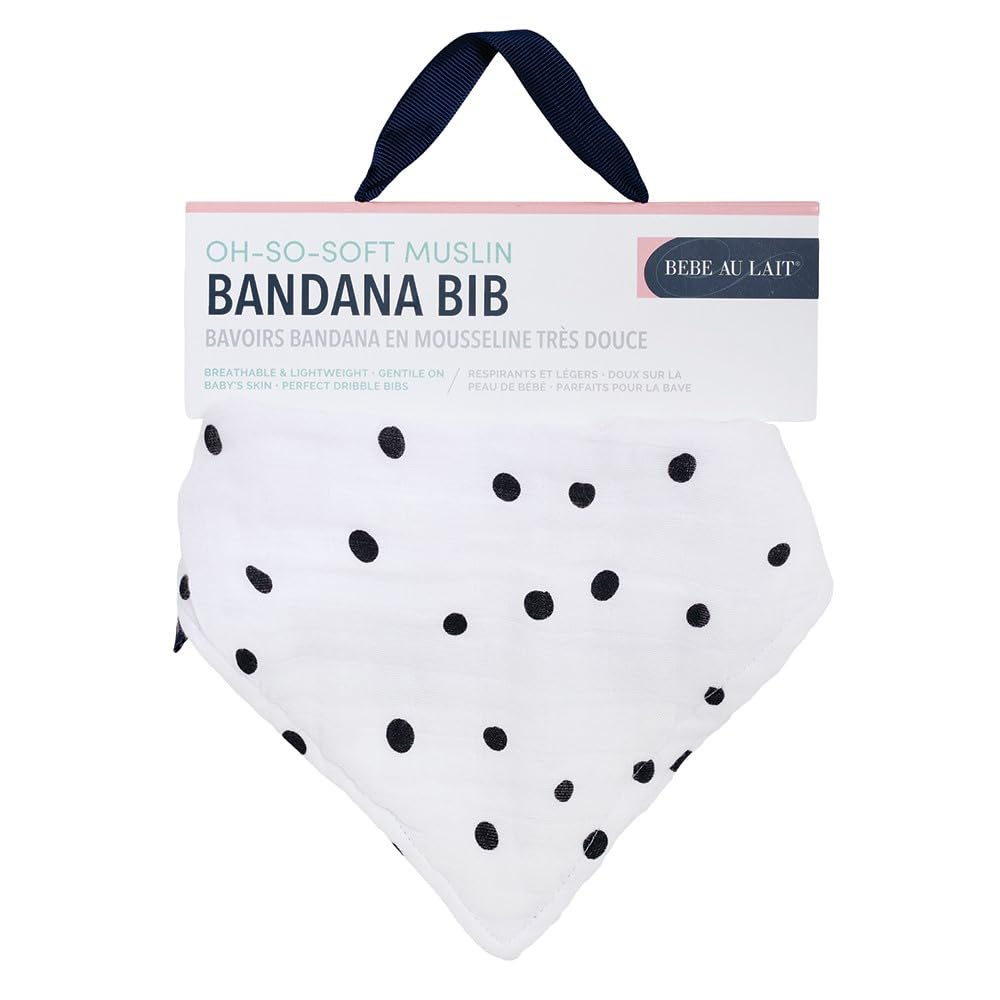Bebe au LaitOh So Soft Luxury Muslin Bandana Bib, 4-Layer Muslin Design, Stylish Pattern -Dottie