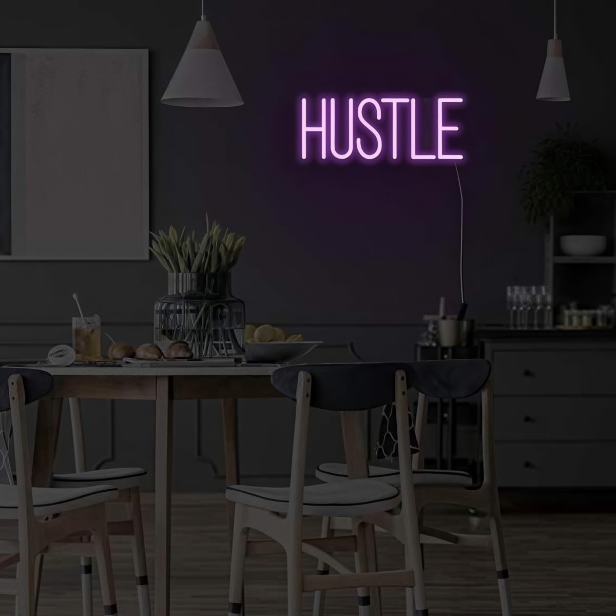 Hustle neonowy znak do dekoracji ścian, neonowe światła z literami, zasilane przez USB, do biura, sali gimnastycznej, męskiej jaskini, pokoju dla graczy, sklepu, dekoracji baru