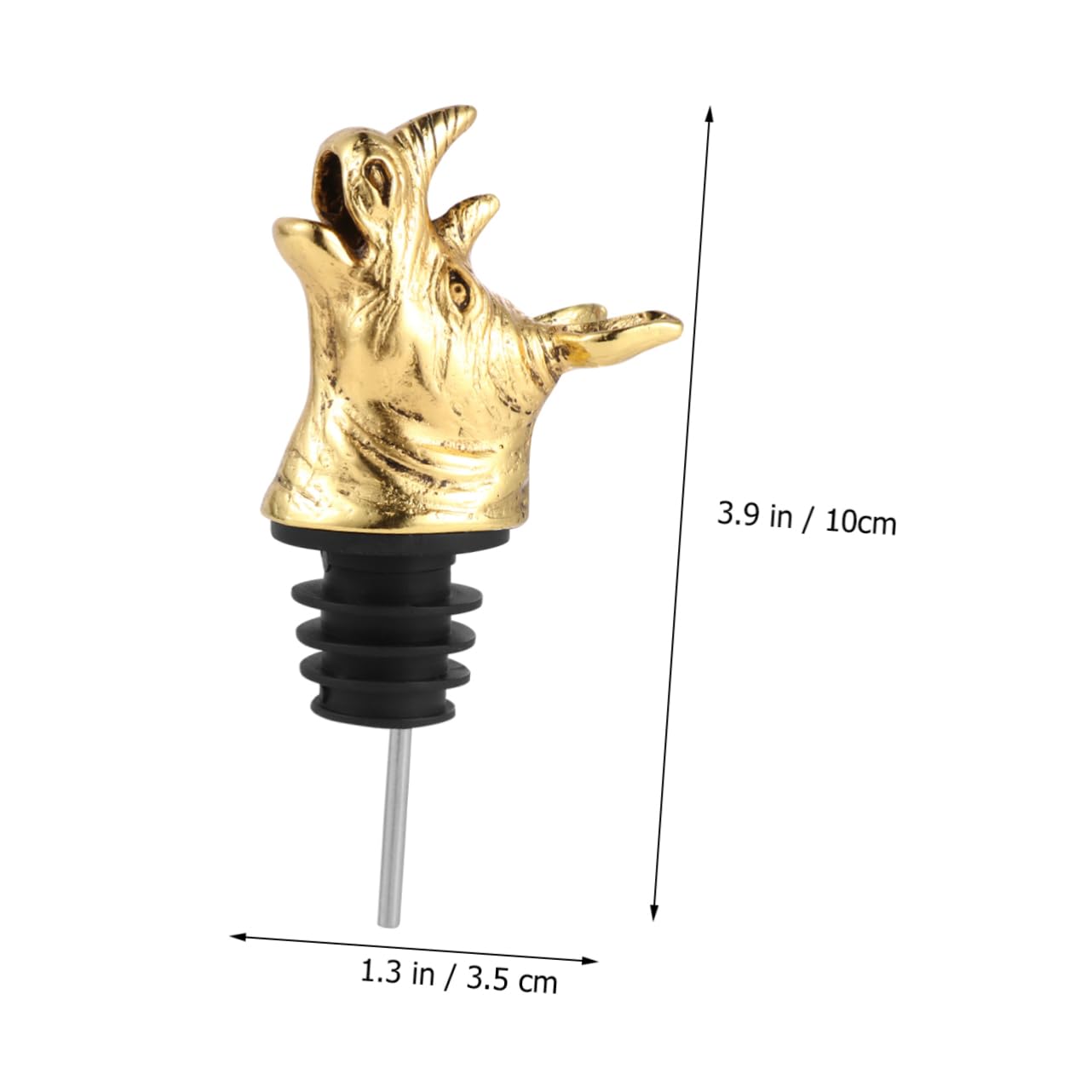 Cabilock Rhino Head Wine Pourer and Bottle Stopper Creative Zinc Alloy Wine Caps for Parties Bars and Restaurants Unique Golden Design for