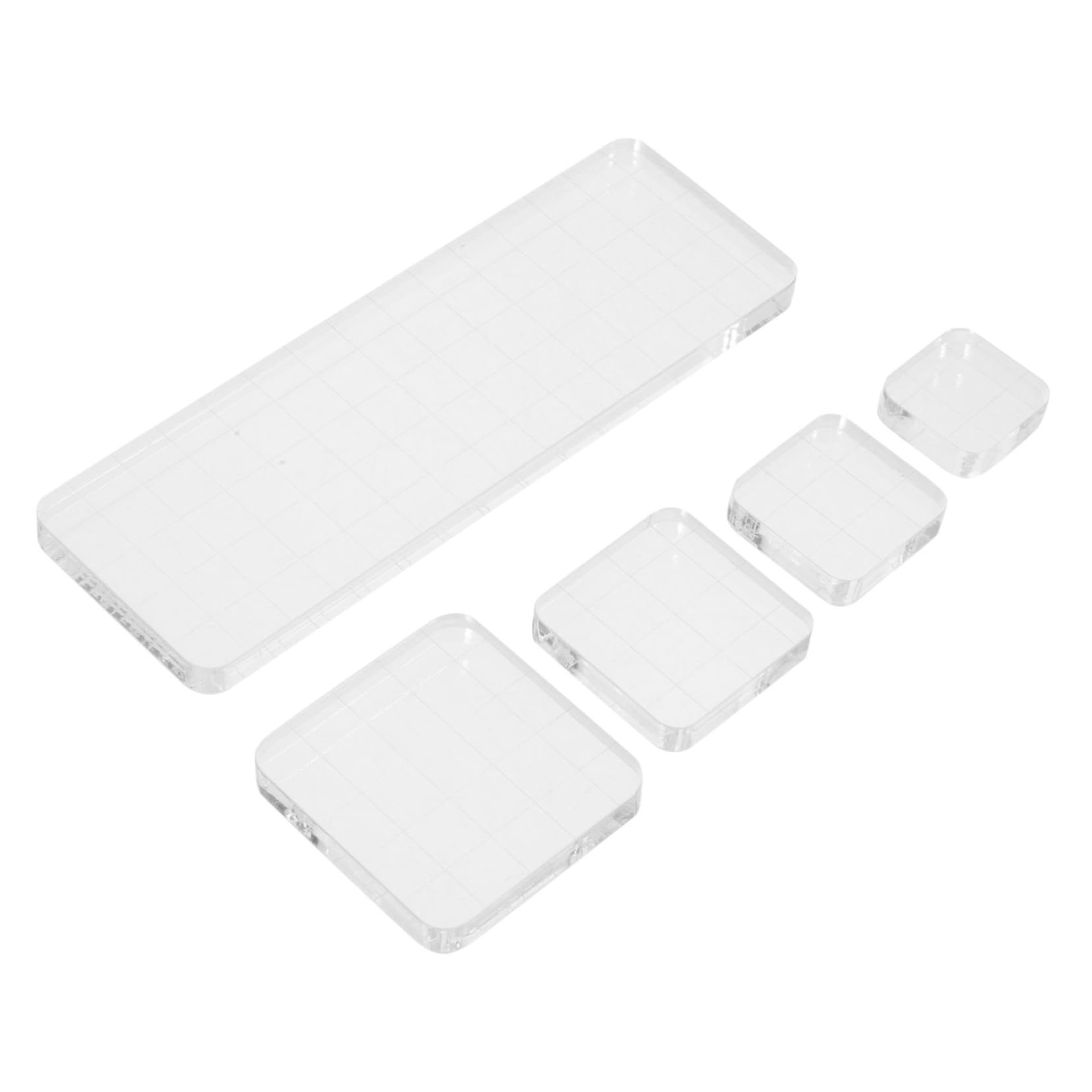 Gogogmee 5Pcs Transparent Stamp Blocks for Crafts Durable Seal Stamp Boards Various for Scrapbooking Journals