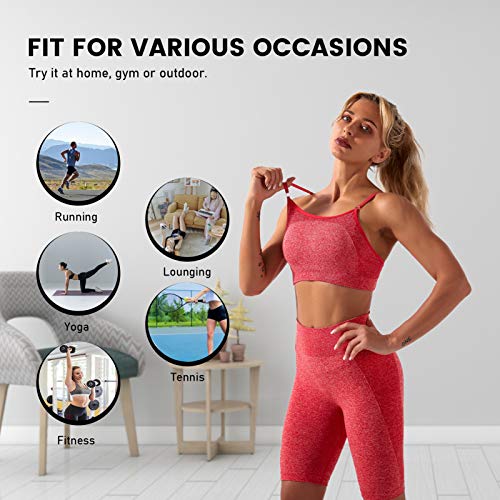 yeacher Conjunto de sutiã e shorts esportivos femininos com 2 peças ajustáveis espaguete acolchoado