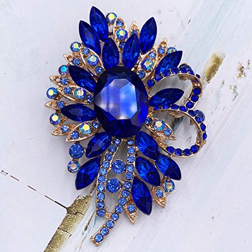 Image of SELOVO Big Large Flower Bow Brooch Scarf Decoration Brooch Pin Gold Tone