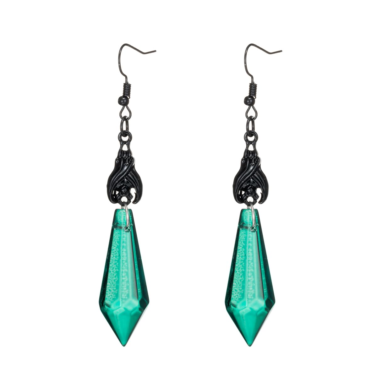 Gothic Dark Bat Dangle Earrings Red Black Crystal Gems Bat Earrings Punk Rock Style Bats Animal Earrings Halloween Costumes Earrings Jewelry for Women