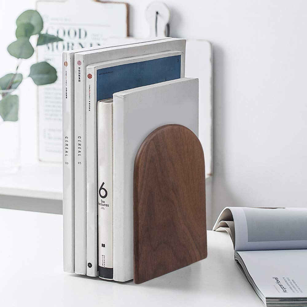 Blocco libro, cuneo libro, supporto per reggilibri in noce nero per scaffali, supporto per organizer per reggilibri antiscivolo 17x13 cm per casa, ufficio (quadrato)