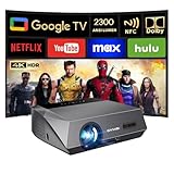 Daytime Projector with Google TV 2300 ANSI Ultra HD 4K Smart Daylight Projector with Netflix-Licensed Tof Auto Focus HDMI eARC Dolby Bluetooth WiFi6 for Bright Home Theater Outdoor Movie Church Bar