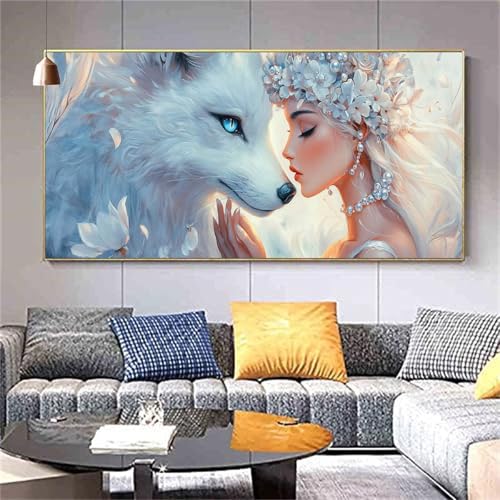 Diamond Painting Loup pour Adulte et Enfant - Kit de Broderie Diamant 5D Z420 Format 40x80cm