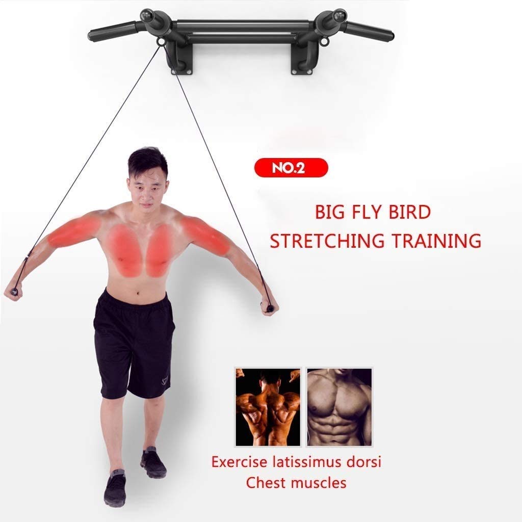 Klimmzugstange, Klimmzugstation, Wandmontage, Heim-Fitnessstudio, Trainingsgerät für rhythmische Gymnastik, Cross-Fit, kommerzielles oder Heim-Fitnessstudio (Größe: 98 x 65 x 22 cm) (Farbe: Schwarz)