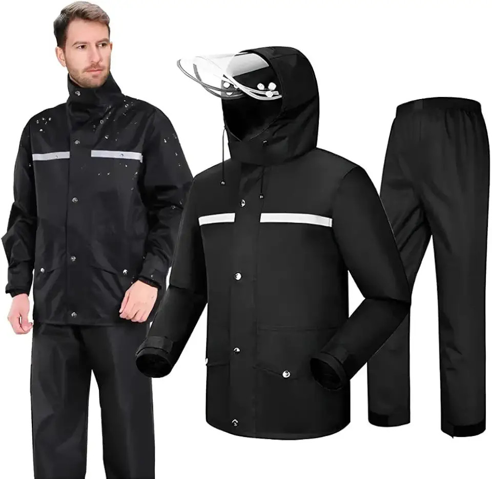 Capa de Chuva para Moto com Jaqueta + Calça Refletiva Impermeável – Motoqueiro, Ciclismo e Entregadores – Alta Visibilidade e Proteção Completa– Tamanho XXG 175-180cm 75-90kg