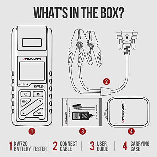 Konnwei Kw720 Car Battery Tester 6V 12V 24V W/Printer, Battery Load Tester Automotive 100-2000Cca Digital Auto Battery Analyzer Alternator Starter Tester For Car Truck Motorcycle(Paper Included) #TOP6