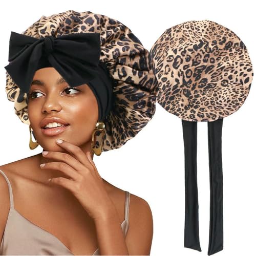 Bonnet de nuit en satin réglable et bonnet de douche réutilisable