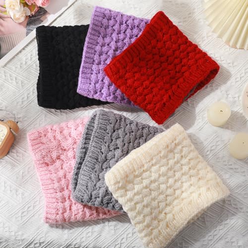 Cozypower 6 Pcs Kids Winter Knitted Infinity Scarf Girls Boys Neck Warmer Double Layer Fleece Lined Neck Gaiter Windproof 7