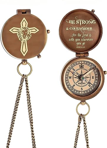 Brújula antigua náutica sólida de latón con mensaje grabado y funda creativa de cuero, regalo inspirador para cumpleaños y confirmación miniatura 2