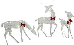 oshhni Decorações de Natal, Família de veados iluminados ao ar livre, Conjunto de 3 peças 2D Rena para decoração de festa de jardim, pátio e quintal