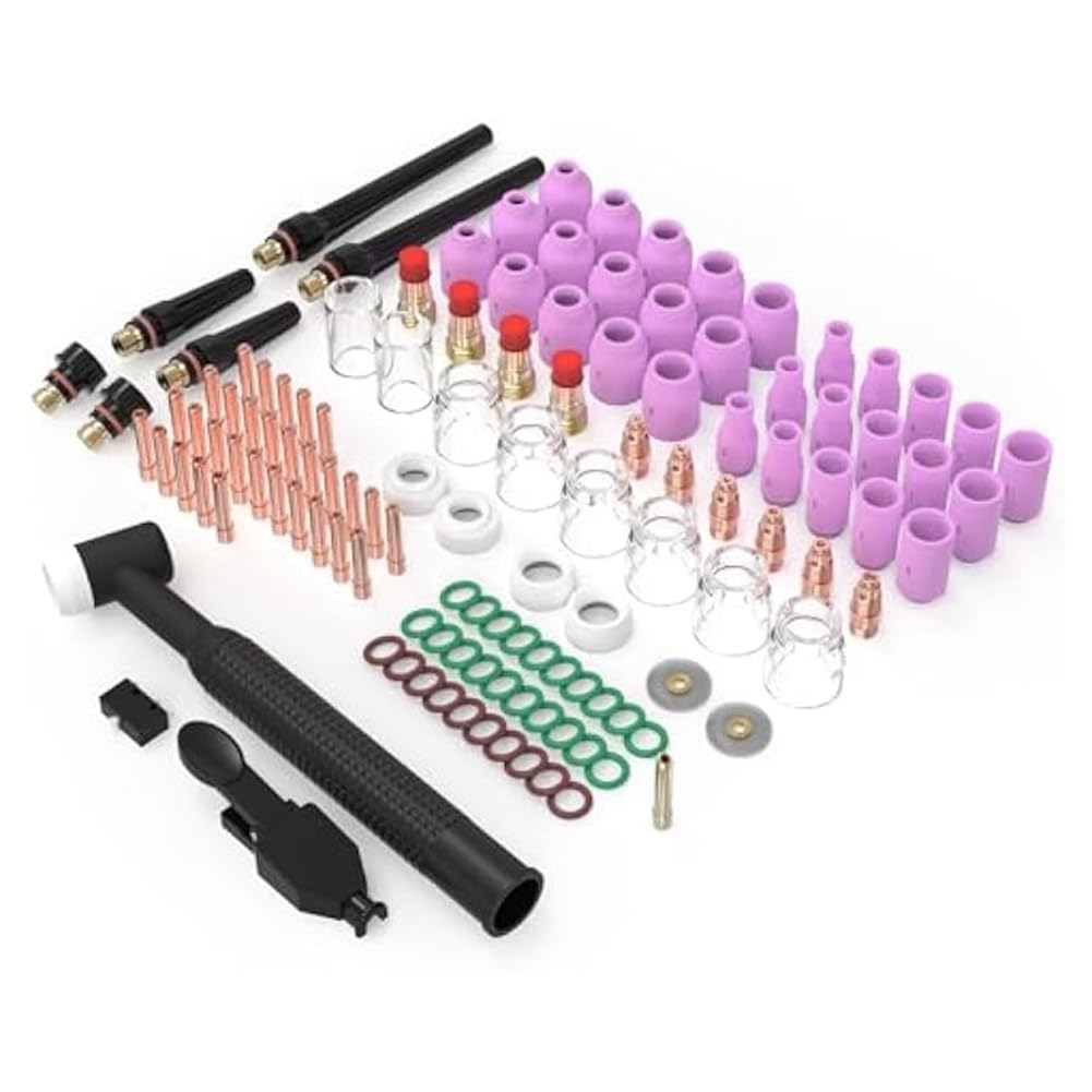 Tig Torch Zubehör Kit Tig palnik spawalniczy materiał eksploatacyjny do -17/18/26 dysz, Collets Body Stubby Stubby Gazowy obiektyw szklany zestaw