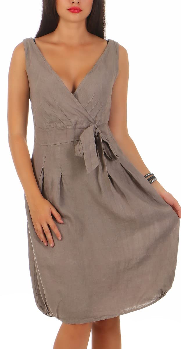 Malito Abito di Lino Leggero Abito Estivi 8147 Donna
