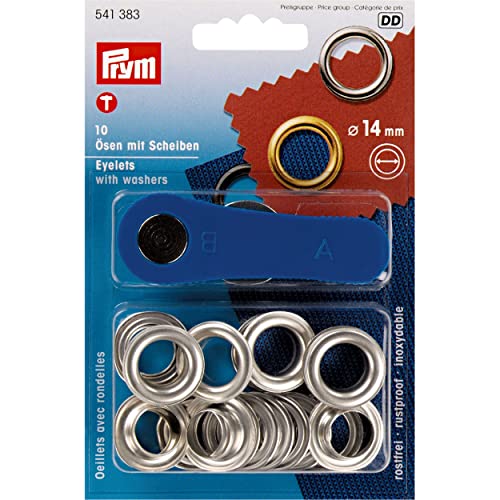 Prym Eyelets with washers 14 mm Silver with Tools 10pc