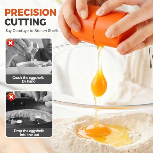 2026 New Egg Opener, Stainless Steel Egg Cracker Tool, Multifunctional Peeler Shell Remover for Raw and Hard Boiled Eggs, Kitchen Gadget for Making Cakes, Cookies (Orange) - Image 4