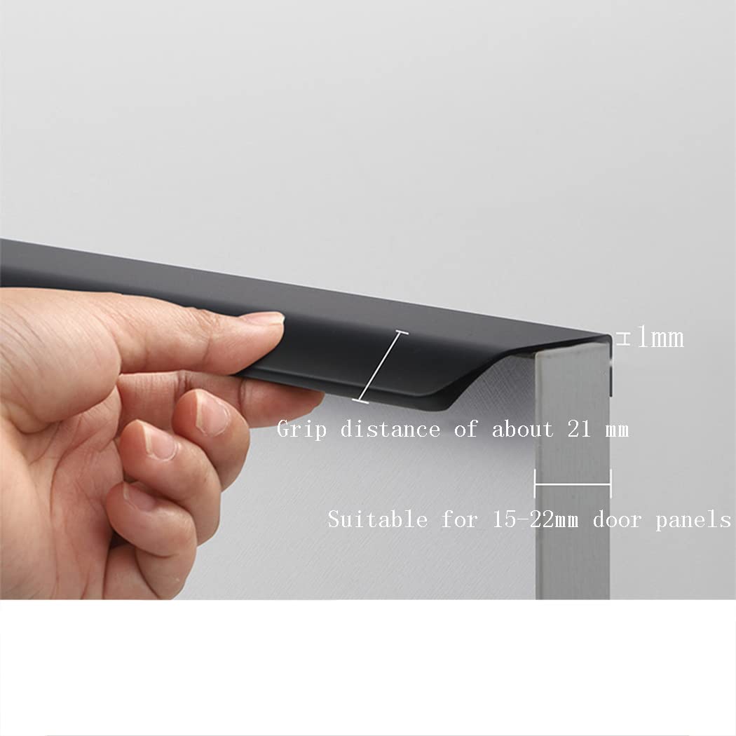 Uchwyty do szafek, Uchwyty niewidoczne ze stopu aluminium Uchwyty do szuflad szafek Gałki kuchenne do szafek Czarne 2 sztuki(Hole distance 352mm)