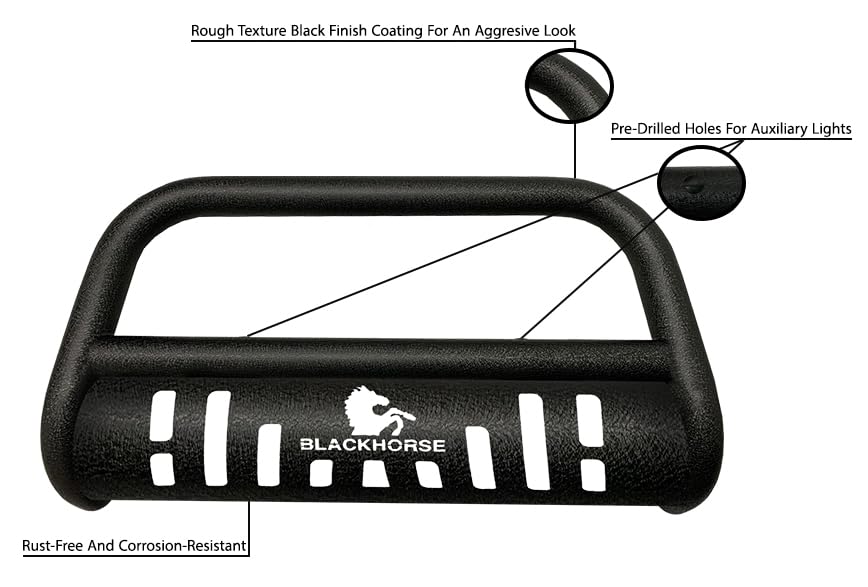 Image of Black Horse Bull Bar-T Textured Black Compatible with 2001-2007 Toyota Highlander-CBT-F507SP
