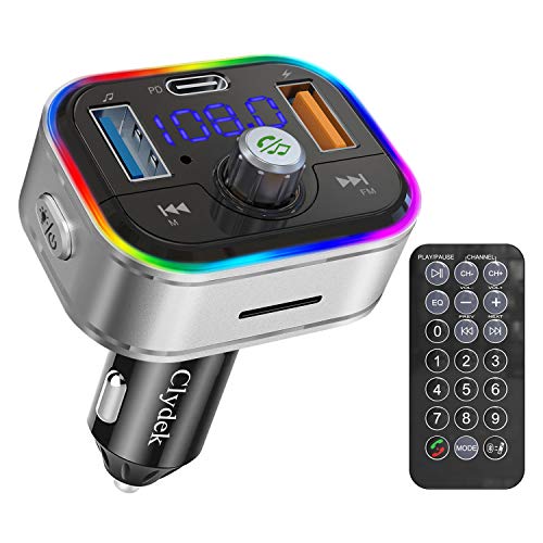 Bluetooth FM Transmitter for Car, Clydek Wireless Bluetooth FM Car Adapter with Type-C