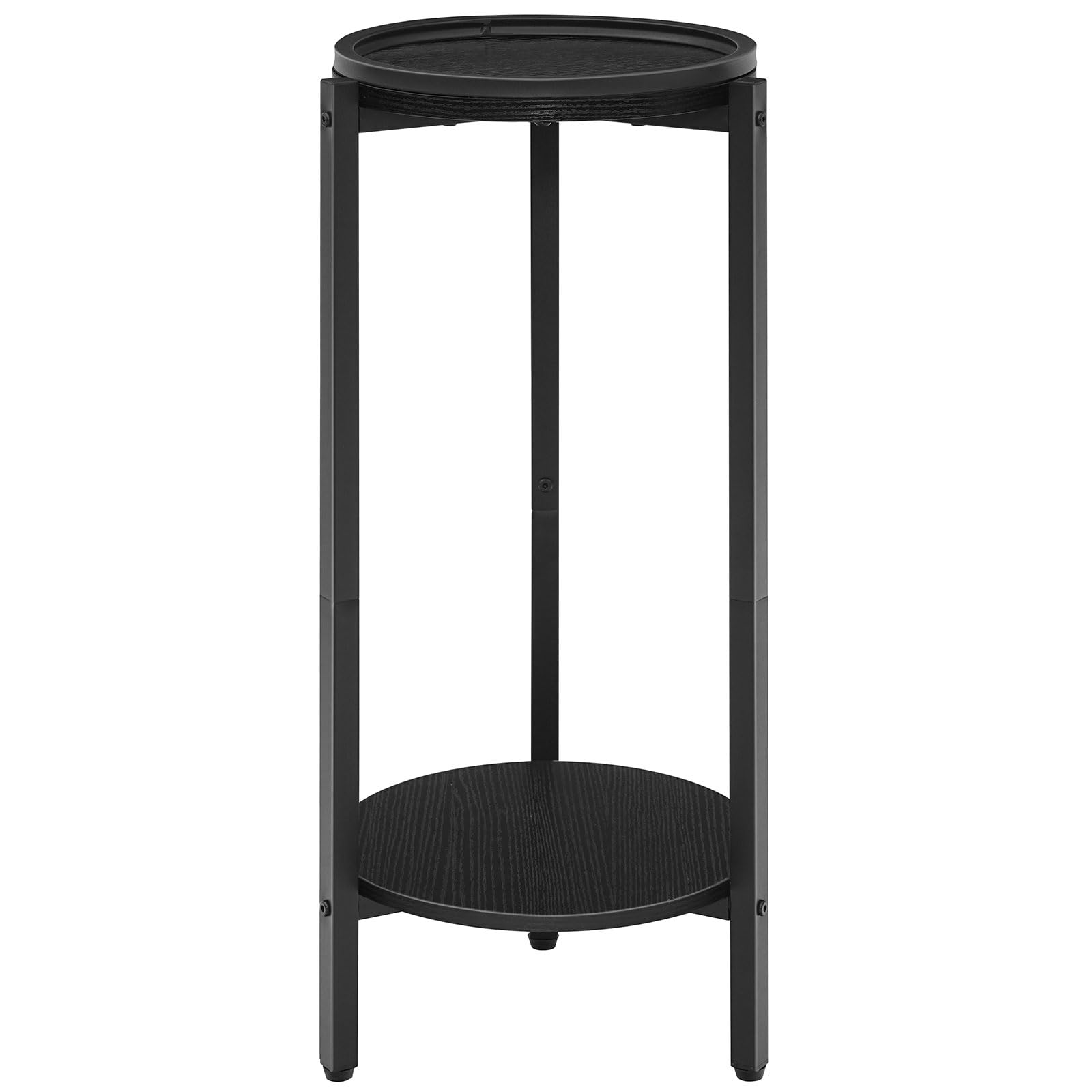 HOOBRO Tavolino Rotondo a 2 Livelli, Tavolino da Divano, Tavolino da Caffè, Tavolino per Bevande, Ideale per Piccoli Spazi, Soggiorno, Camera da Letto, Ingresso, Nero EBB167BZ01