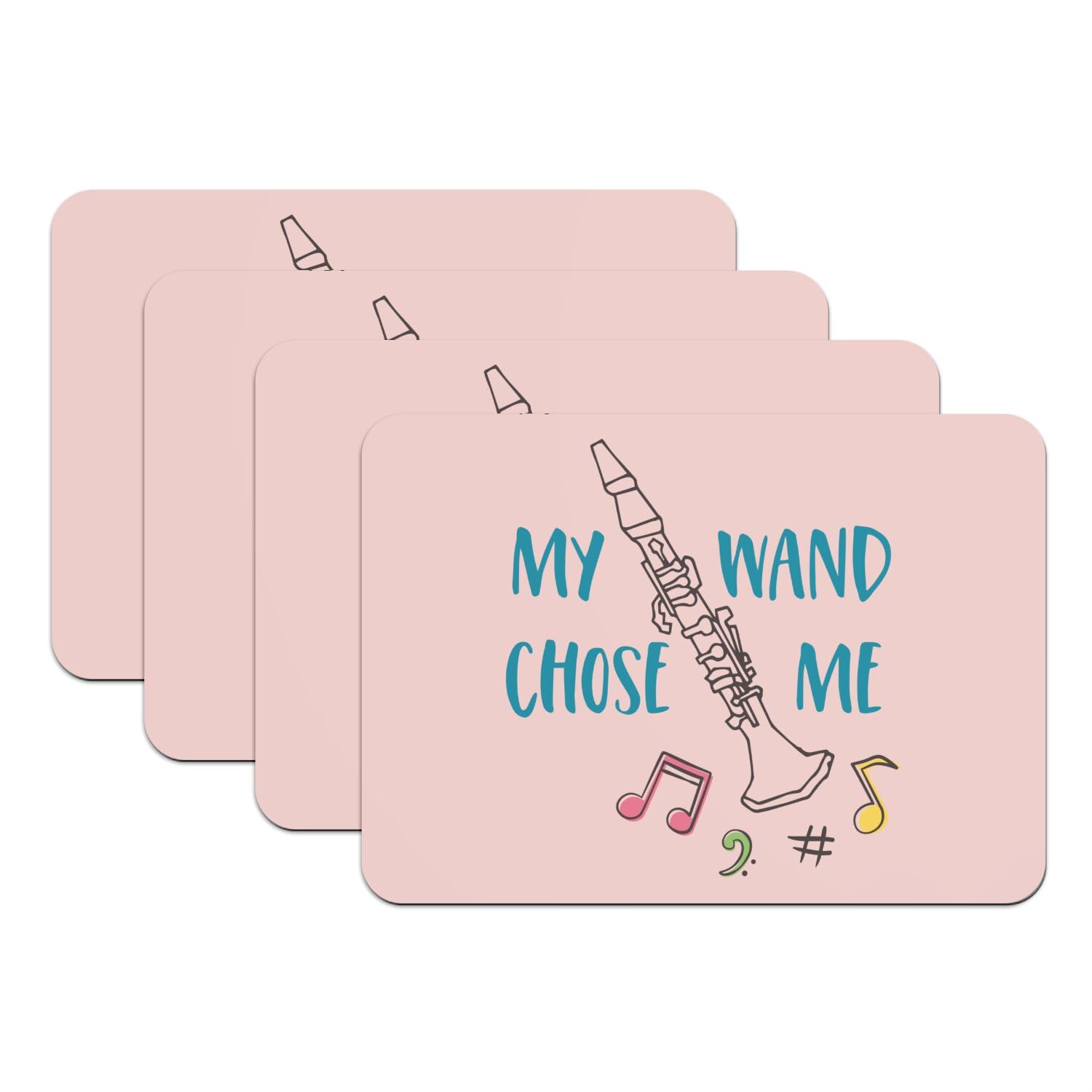 Sets de table en caoutchouc rose musique lot de 4 grand format pour repas
