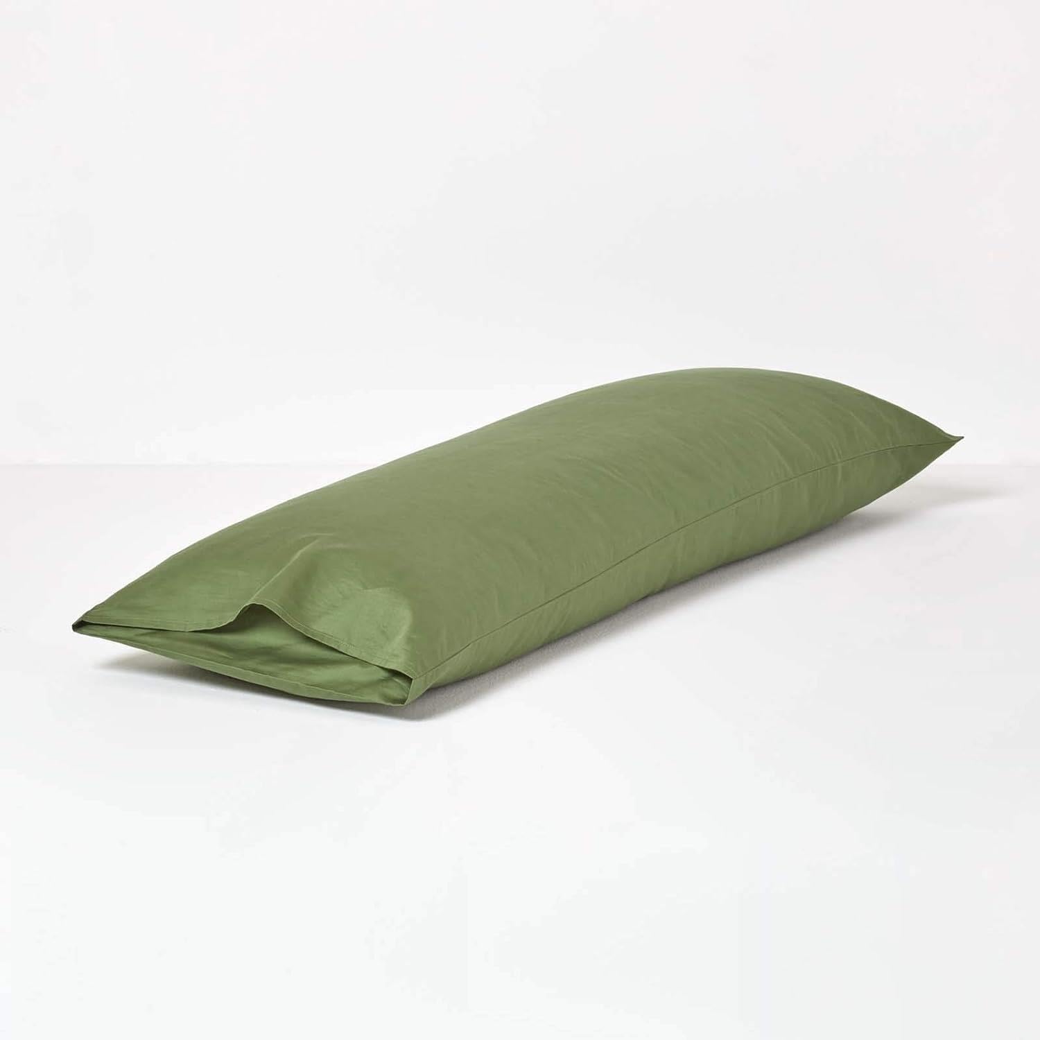 HOMESCAPES Lot de 4 Taie de traversin 50x140 cm en 100% Coton Bio 400 Fils Coloris Vert Mousse