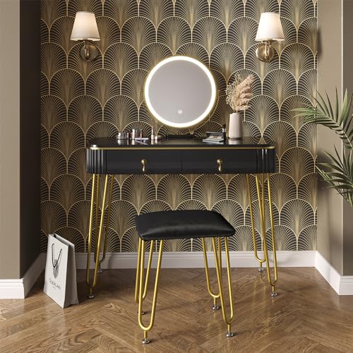 Vicco Schminktisch Schwarz Grace 100x126x40 cm - Frisiertisch, Perfekt für...