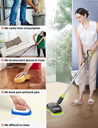 Biuble Cordless Electric Mop, Dual Spin Mops For Floor Cleaning, Led Headlight / Stand-Free / Water Sprayer, Rechargeable Scrubber Cleaner Mops With 300Ml Water Tank For Multi Floors, Self-Propelled #TOP6