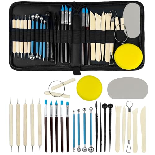 ZBXSNK Polymer Clay Tools 27Pcs Clay Sculpting Tools Kit Pottery Tools for DIY Modelling Sculpture Carving Air Dry Clay Tools with Carrying Case for Beginners & Artists
