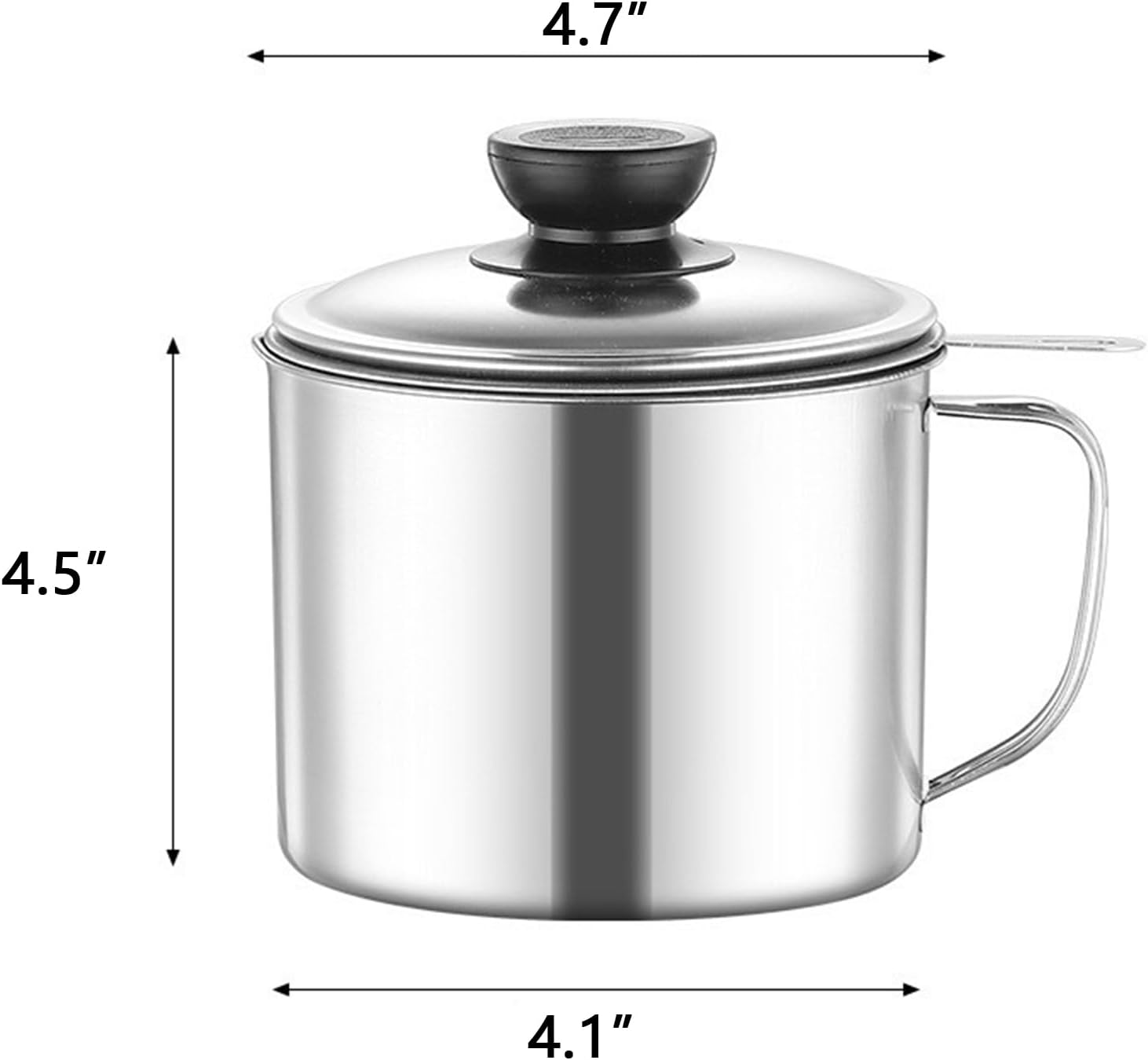 Stainless Steel Oil Filter Household Cooking Oil Storage Can with Fine Mesh Lid Cooking Oil Fat Separator for Storing Frying Cooking Grease