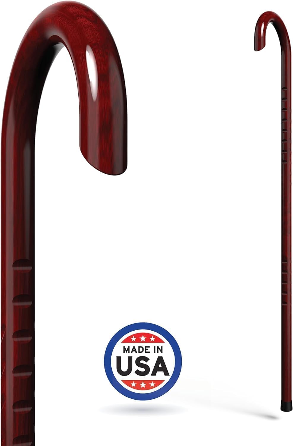 Cane Masters Handmade Wooden Walking Canes for Men and Women | Highly Durable American Hickory Wood Walking Cane | Ergonomic Handle and Body Grip, Anti-Slip Rubber Tip Wood Cane for Seniors