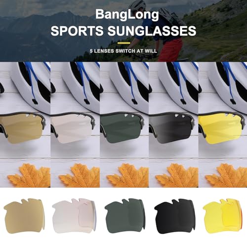 Image of BangLong Polarized UV400 Sports Sunglasses with 5 Lenses for Men Women
