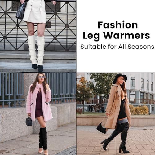 Image of Clothirily Leg Warmers - 2 Pairs Knit Leg Warmers for Women 80s Fashion Long Socks for Sports Party Yoga Winter Accessories