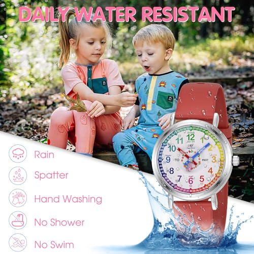 Image of ManChDa Kids Watch for Girls Analog Watch Childrens Toddler Watch for Kid 8-12 Tell Time Watch Easy to Read Teaching Watch Time Learning Study Time Teacher Watch Kids Gift Christmas