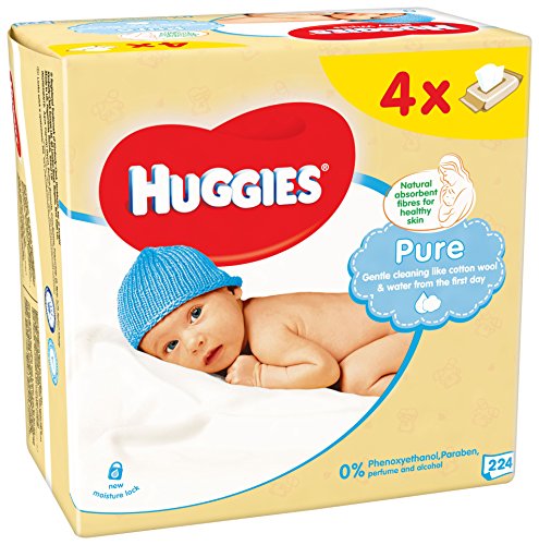 Huggies Pure Toallitas para Bebé - Paquetes de 4 x 56 toallitas - Total: 224 toallitas