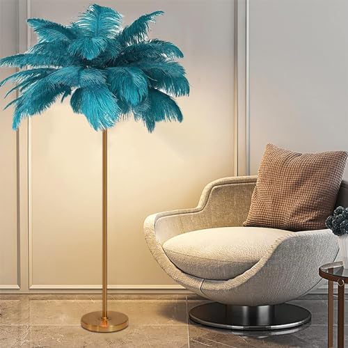 Lámpara de pie de plumas de avestruz de alta gama para diseño de interiores premium